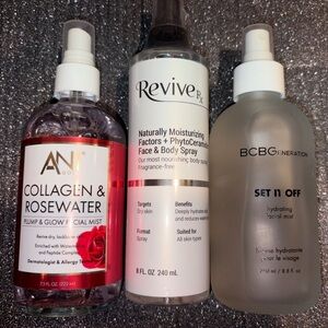 3 PC Facial Spray Lot: BCBGENERATION, Ani Gold, and Revive RX - All New